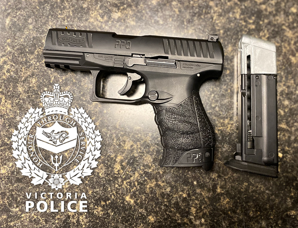 Victoria police say they arrested a man at around 2 a.m. Sunday after staff at a nightclub spotted him carrying what they thought was a gun.