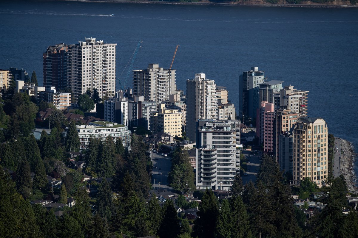 High-rise condos and apartments are seen in West Vancouver, B.C., Mon. May 18, 2020.