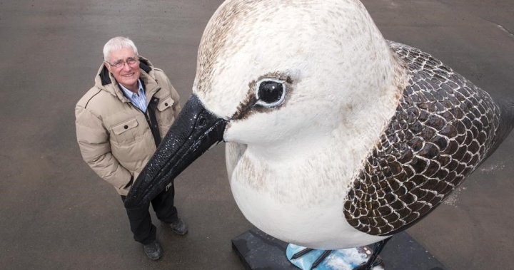 Giant sandpiper statue finds permanent perch in New Brunswick village
