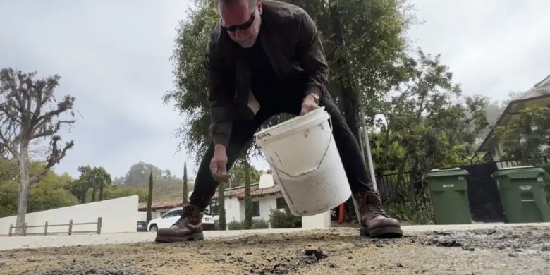 Arnold Schwarzenegger terminates huge pothole that wasn't actually a pothole