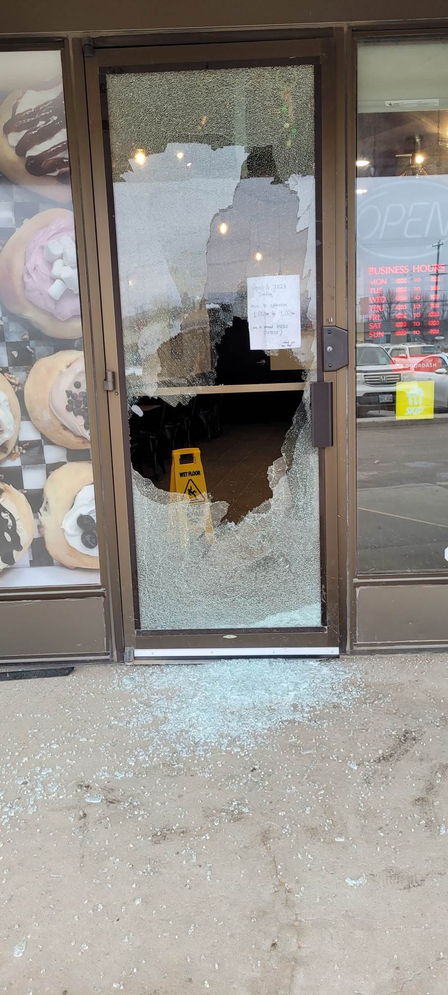 Picture of the damage to Cinnaholic provided by its Facebook post