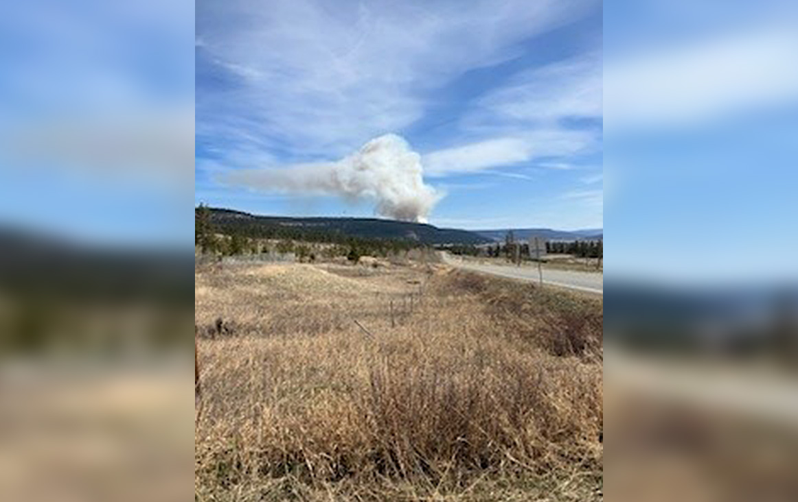 Smoke rises from the Dripping Water wildfire located around 90 minutes west of Williams Lake.