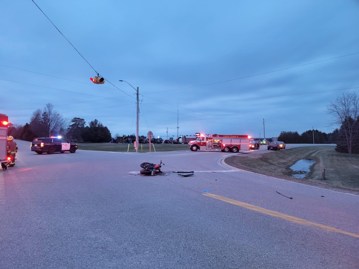 Emergency crews were called to the intersection of John Wise Line and Quaker Road in Elgin County around 6:55 p.m. on Tuesday for a reported hit-and-run collision.