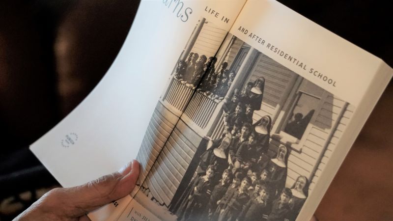 Sam George and his brother Andy appear in a photo at St. Paul's Indian Residential School in North Vancouver in the early 1950s. George attended the school from the ages of seven to 14.
