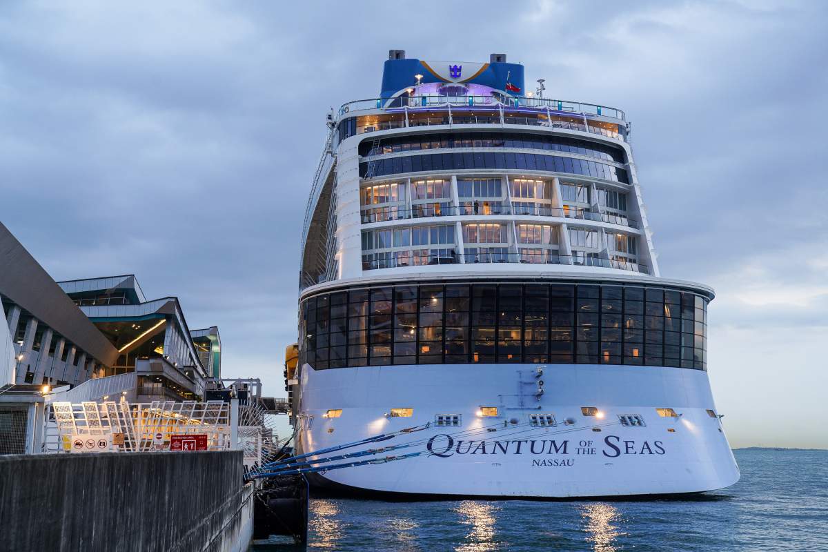 The Quantum of the Seas cruise ship at port.