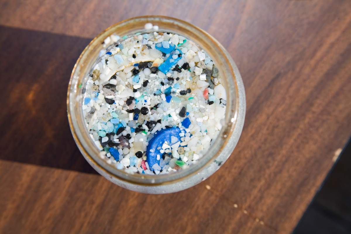 A jar of microplastics.