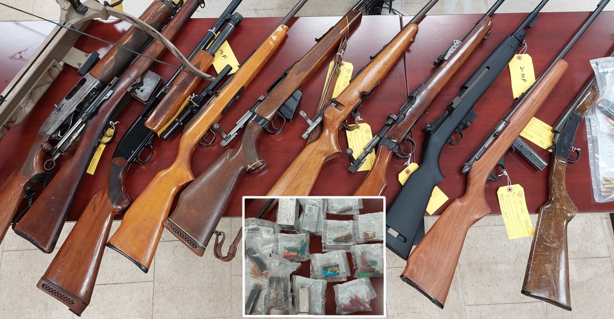 Bancroft OPP seized guns and ammo from two residences on April 20, 2023.