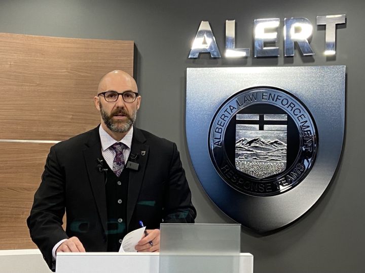 On April 27, 2023, Acting Inspector Jonathan Morrison of the ICE Unit speaks to the media about an investigation regarding a case where a victim was allegedly sexually abused by a family member in Alberta.