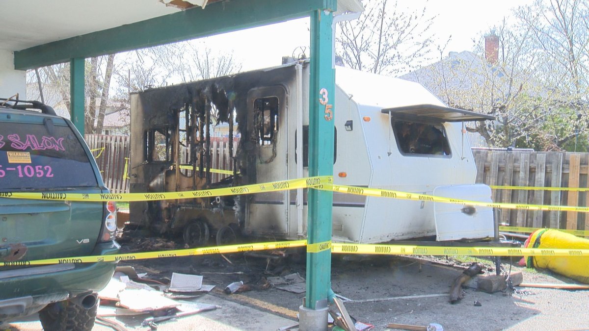 Kelowna firefighters extinguished a travel trailer fire on Thursday morning.