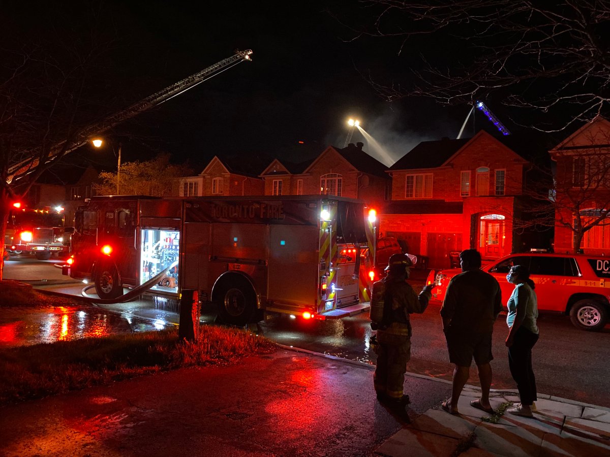 Scene of the fire on Gristone Crescent in Scarborough on April 24, 2023.
