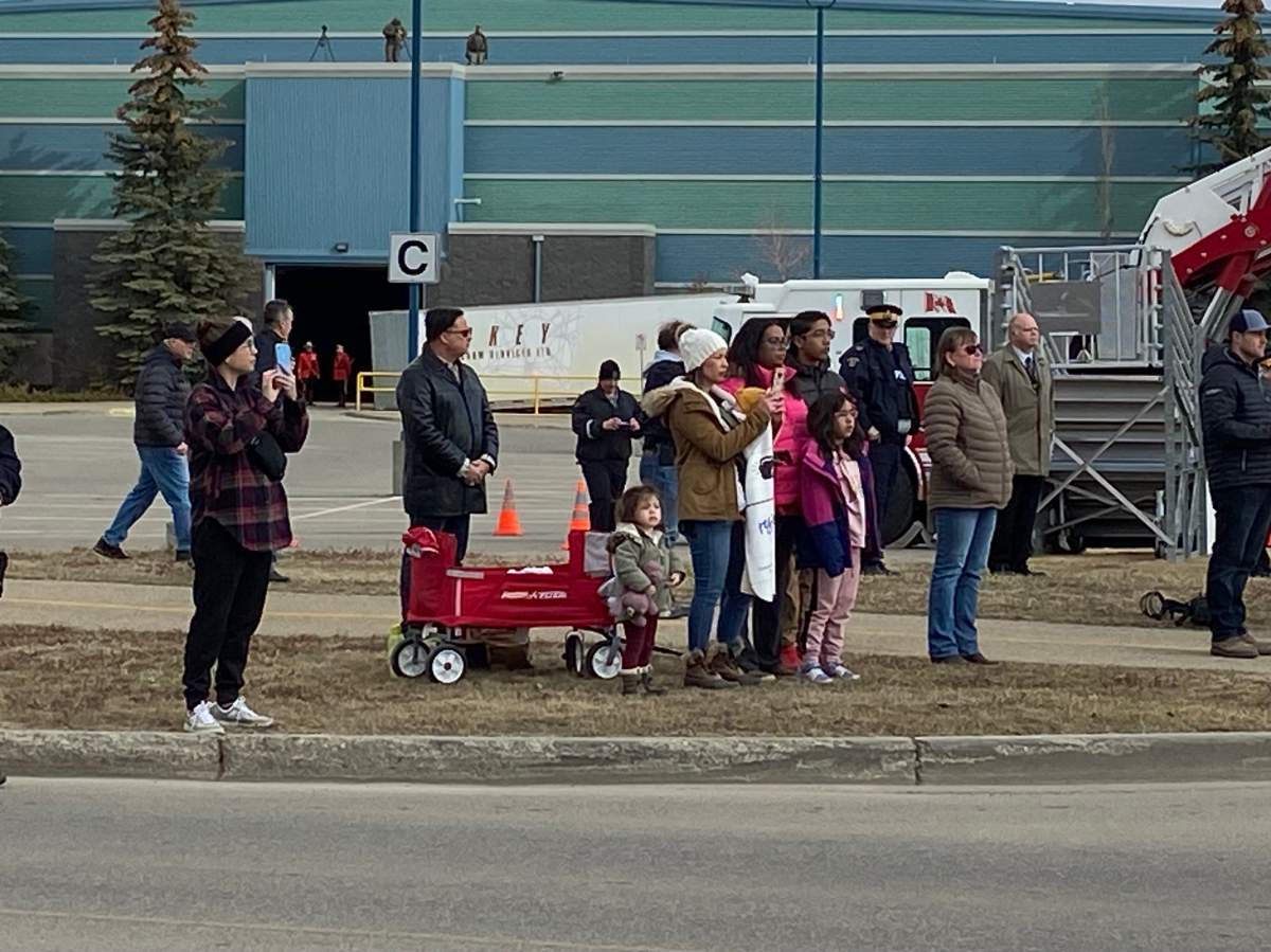 Regimental funeral procession for RCMP Const. Harvey (Harvinder) Dhami in Sherwood Park on Thursday, April 20, 2023.