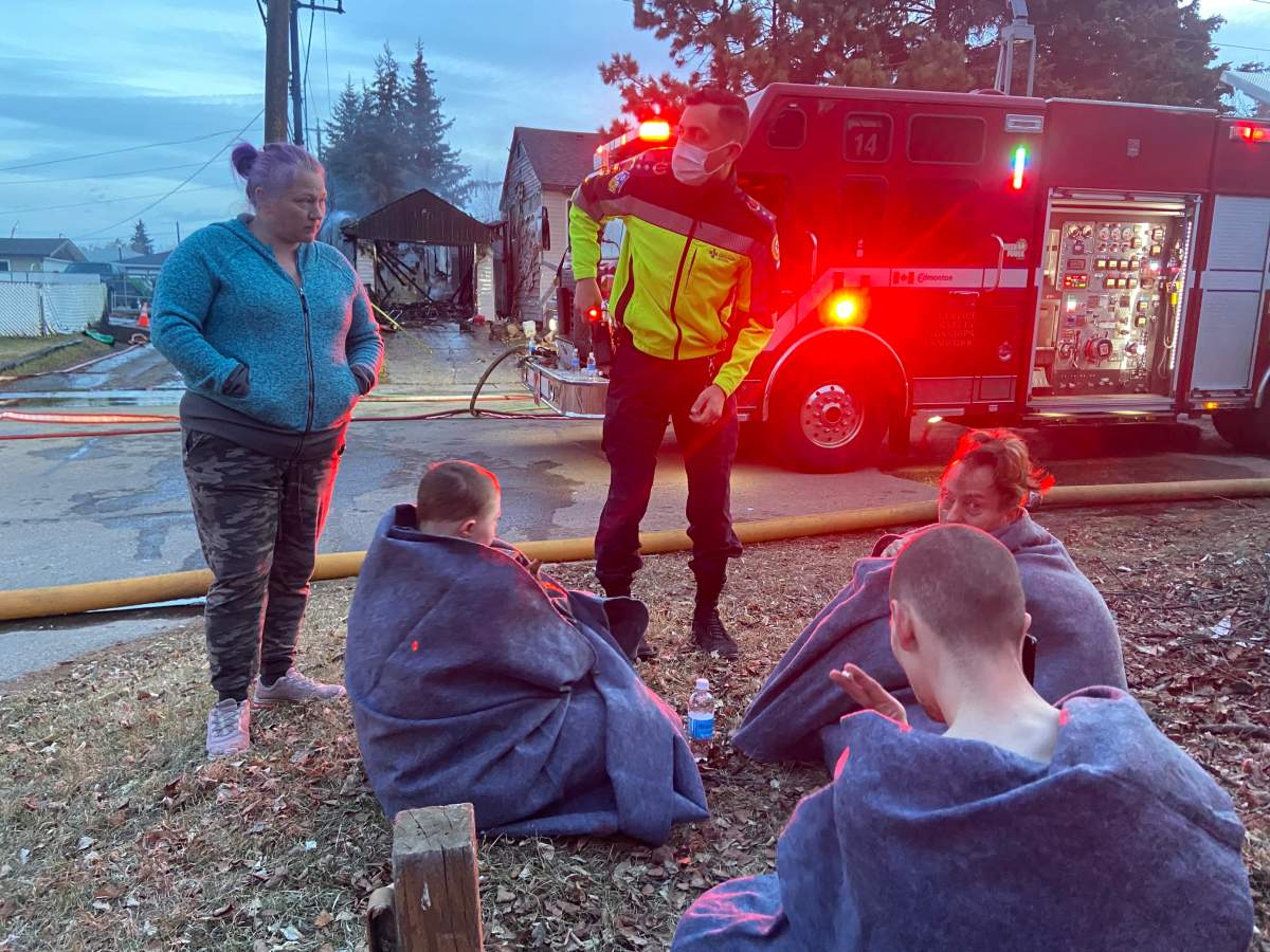 A fire destroyed the home and garage near 72 Street and 129 Avenue in northeast Edmonton on Monday, April 24, 2023.