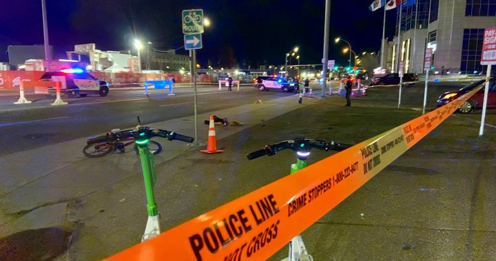 La policía de Edmonton mata a tiros a dos hombres que apuñalaron a un sospechoso en una concurrida calle del centro de Edmonton