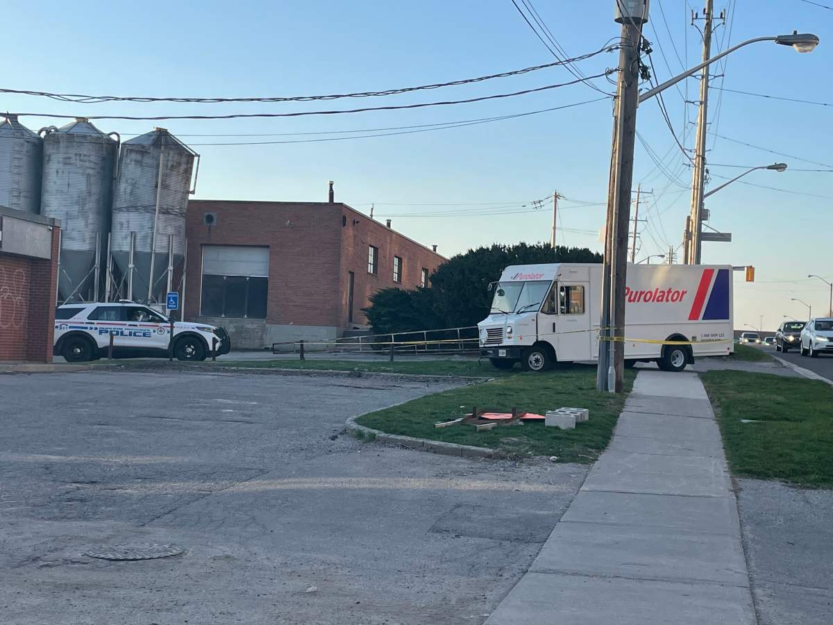 A photo of the Purolator truck reportedly stolen on April 13, 2023.
