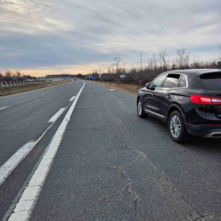 The scene of the collision on the QEW near Gilmore Road in Fort Erie Monday morning.