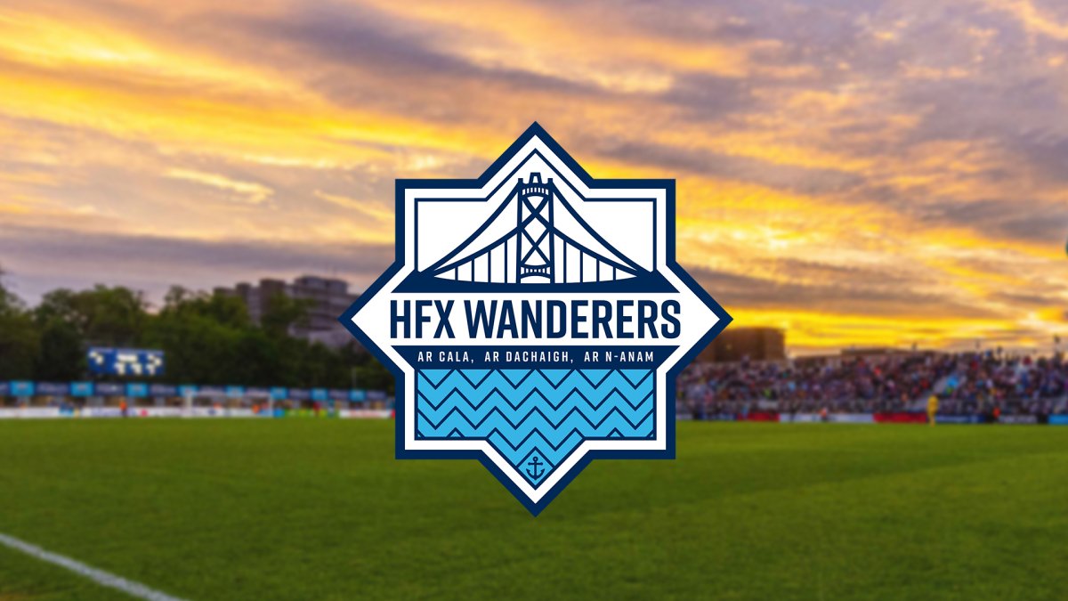Halifax Wanderers logo over an image of the Wanderers Grounds.
