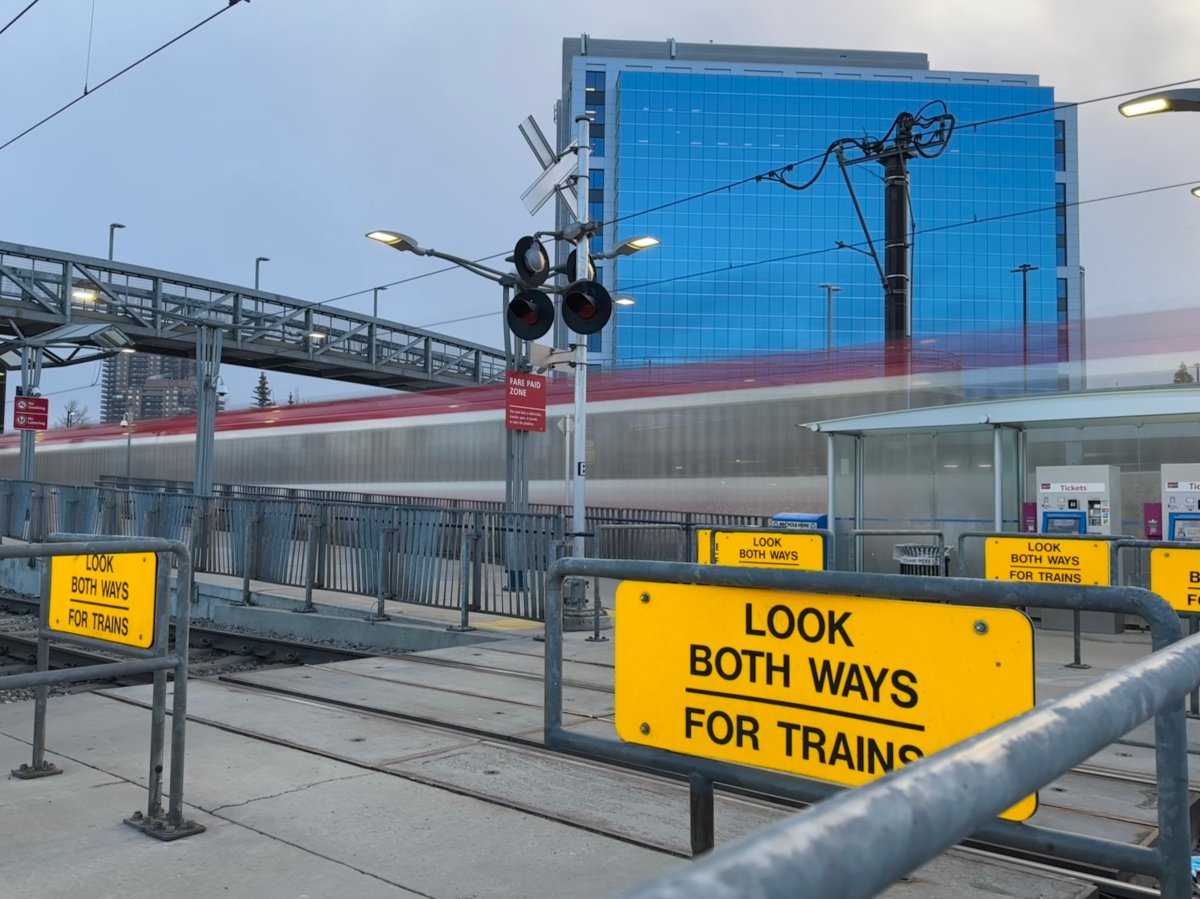 Southland station in Calgary is seen on April 4, 2023. Calgary police are investigating a stabbing on a CTrain early Tuesday morning that sent a man to hospital with serious injuries. The train was later stopped at Southland station.