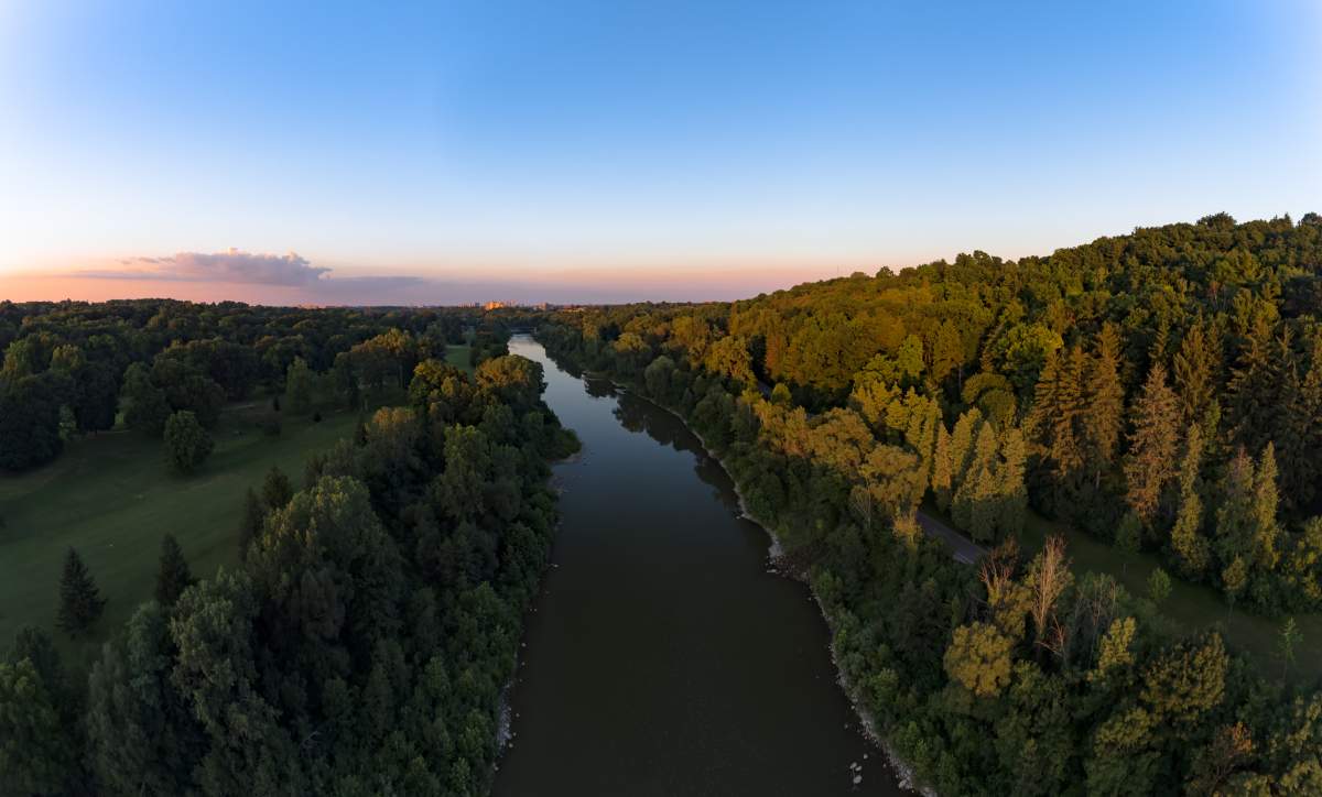 The Thames River looking upstream toward downtown London, Ont. 