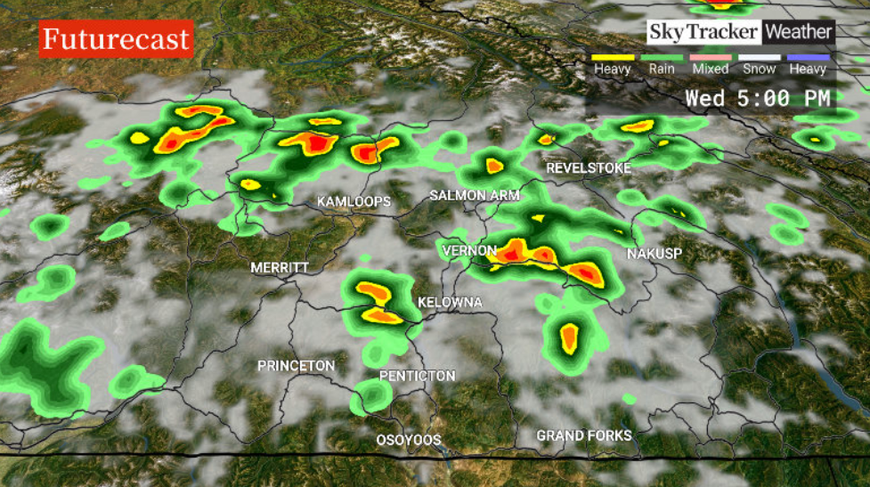 There is a risk of thunderstorms Wednesday afternoon in the Okanagan.