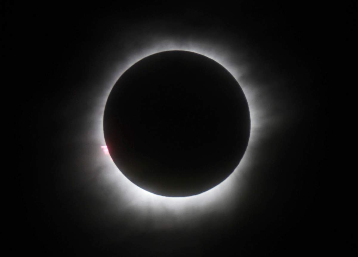 File photo of a total solar eclipse from March 9, 2016, in Belitung, Indonesia.