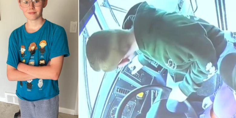 Grade 7 student safely brings school bus to a stop after driver passes out