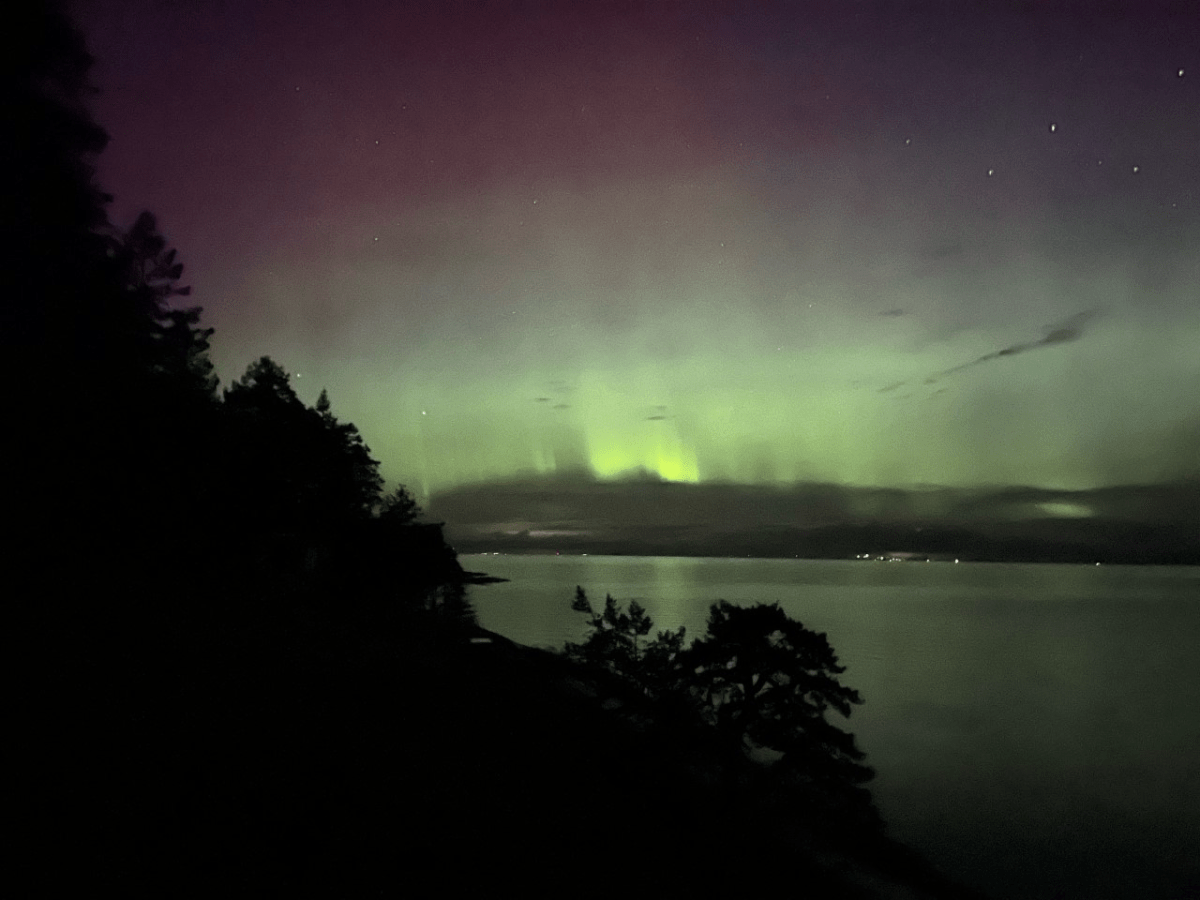 The lights as seen from Valdes Island Sunday evening.