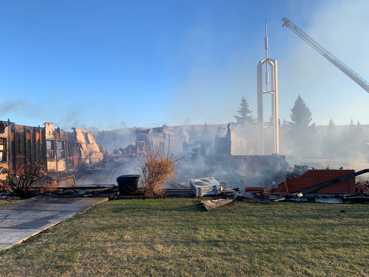 Firefighters from Cold Lake, Bonnyville, La Corey, and Iron River were called to Cherry Grove early this morning for a fire that destroyed The Church of Jesus Christ of Latter-day Saints. April 28, 2023.