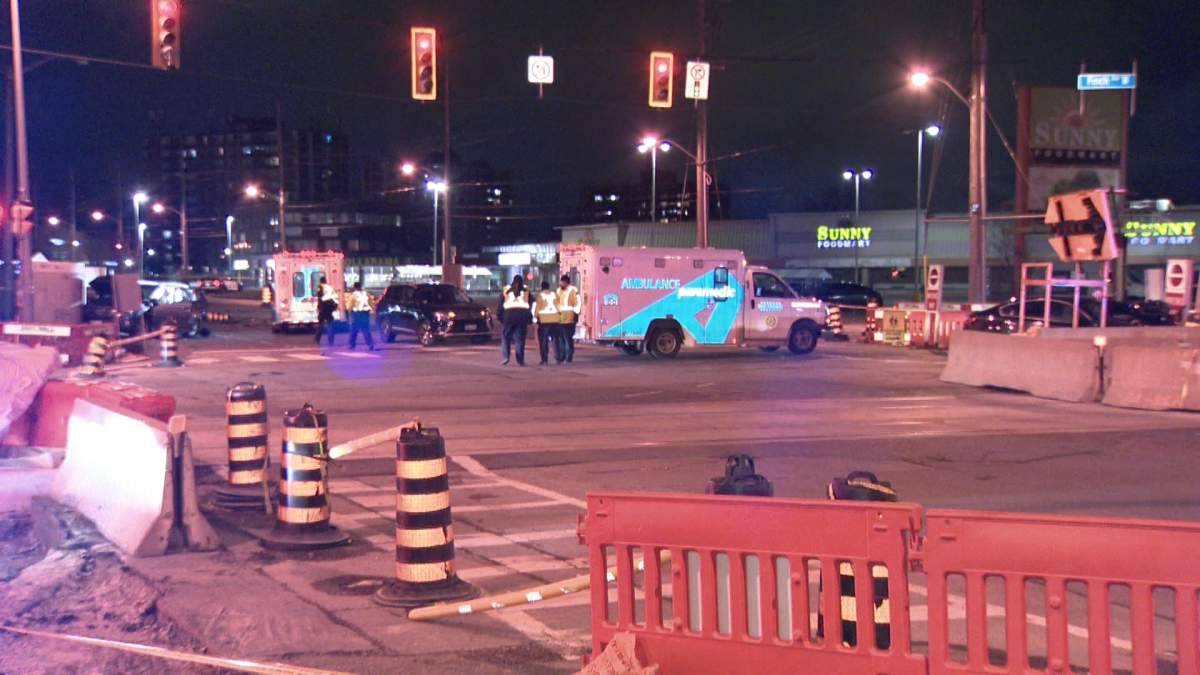 Scene of a fatal crash near Albion Road and FInch Avenue on April 18, 2023.