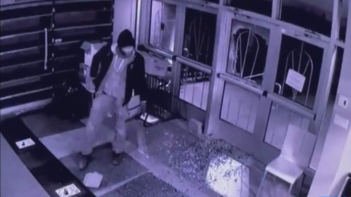 A still image from a surveillance video from a downtown Montreal mosque. 