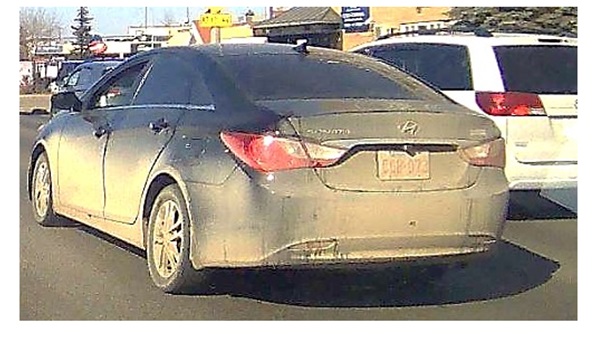 Edmonton police are searching for a black Hyundai Sonata believed to be involved in a drive-by shooting Friday, March 31, 2023.