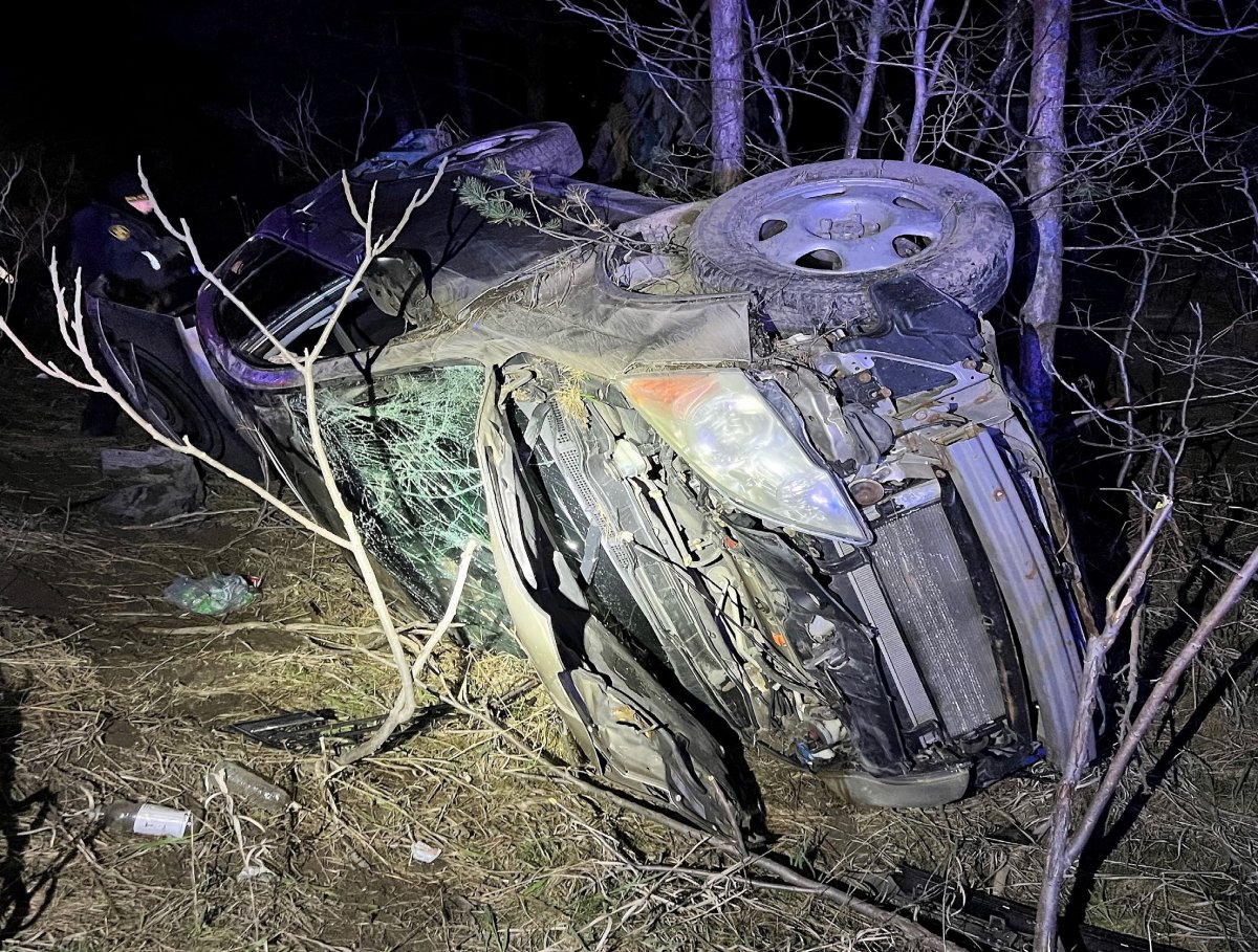 A SUV crashed on County Road 28 in Port Hope on April 23, 2023. OPP believed the vehicle was forced off the roadway by another vehicle which fled the scene.