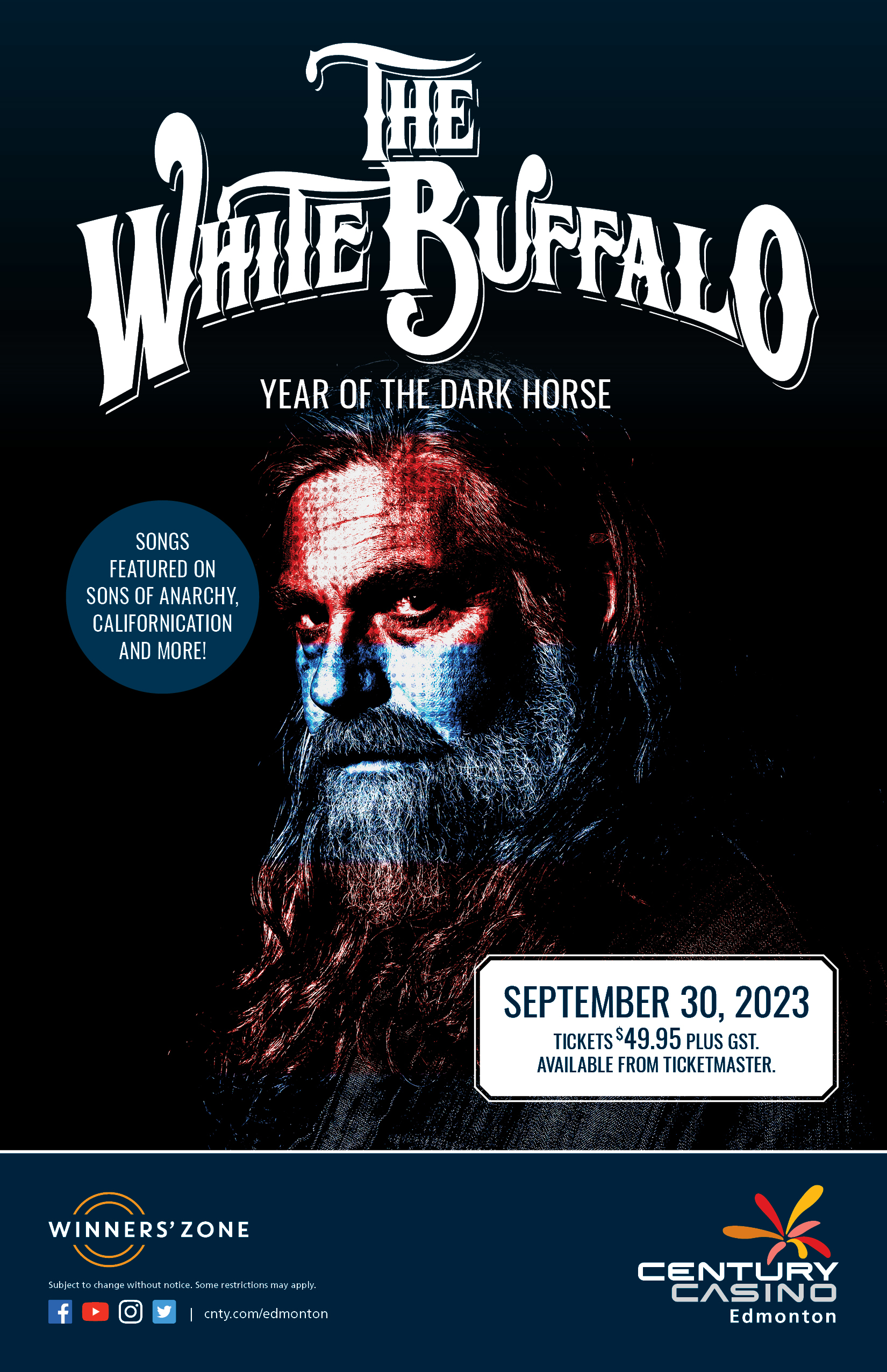 The White Buffalo Year Of The Dark Horse Tour GlobalNews Events   2023 09 CNTY 11x17 White Buffalo 1 