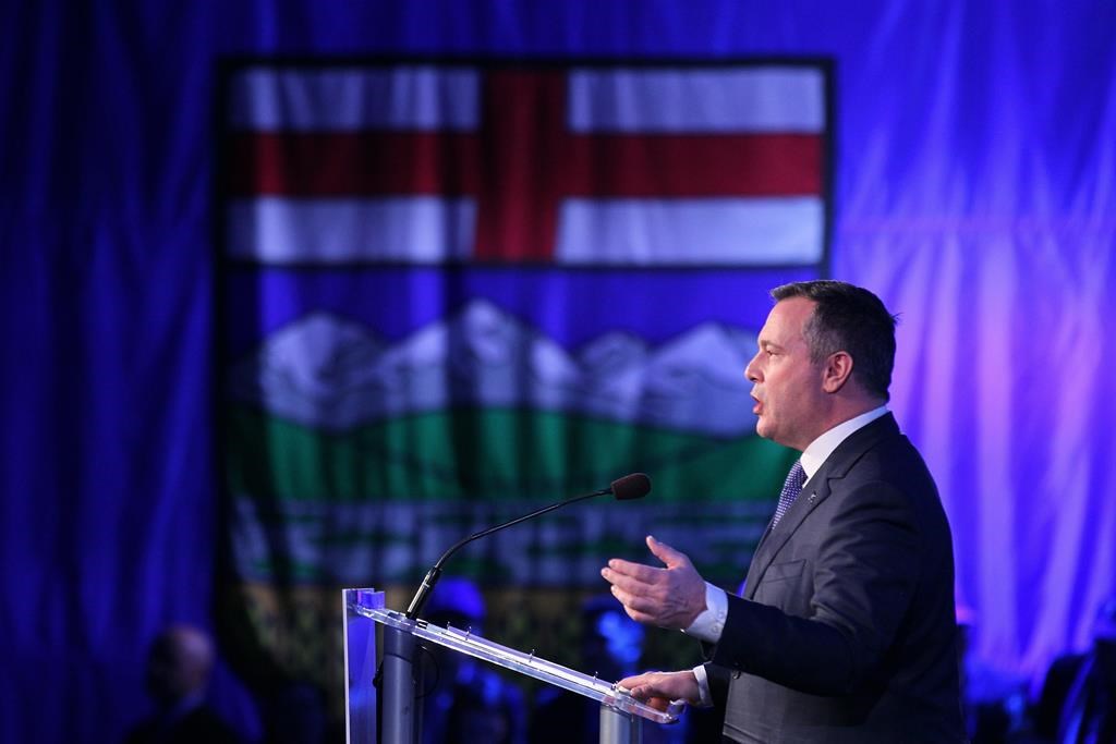 Former Alberta premier Jason Kenney delivers his address to the Alberta United Conservative Party annual general meeting in Calgary on Saturday, Nov. 30, 2019.