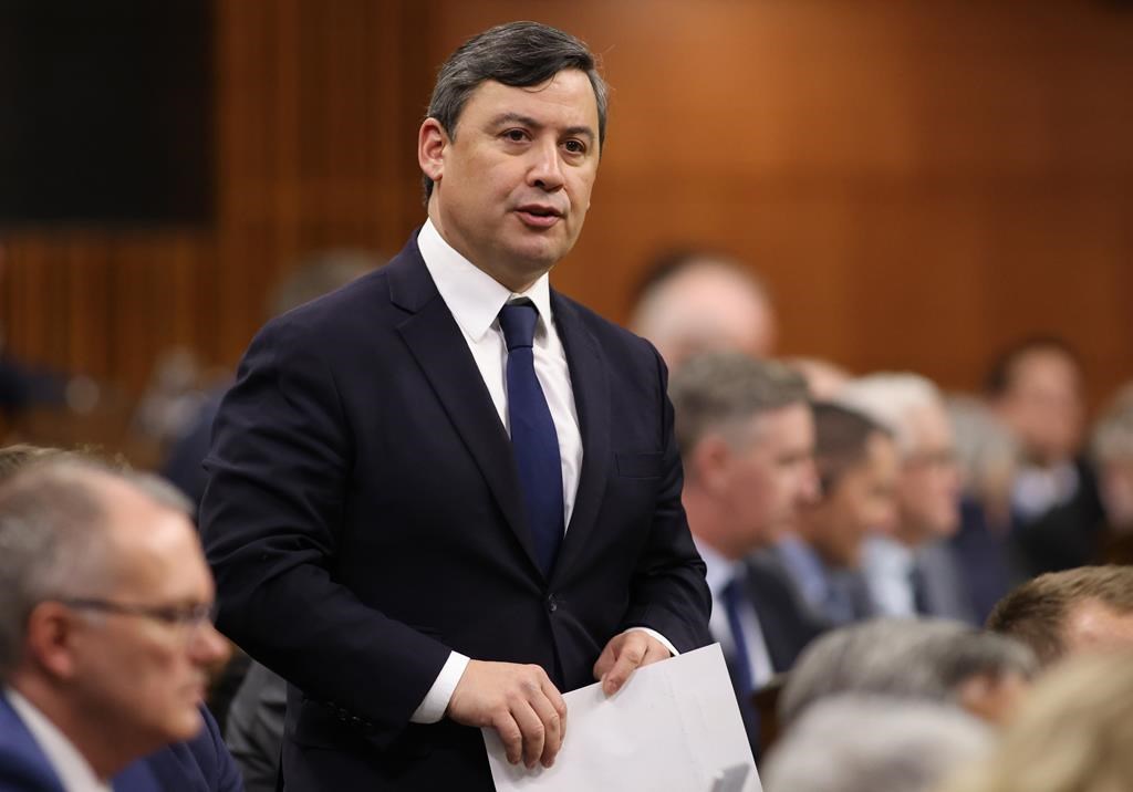 Conservative foreign-affairs critic Michael Chong rises during Question Period in the House of Commons on Parliament Hill in Ottawa on Monday, Feb. 13, 2023.