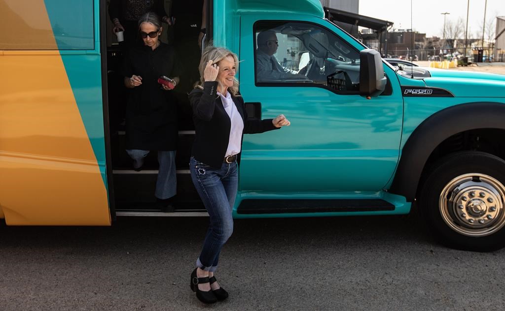 Alberta NDP Leader Rachel Notley arrives at a press conference to lay out her plan to create good-paying jobs for the future, in Edmonton on Wednesday, May 3, 2023.
