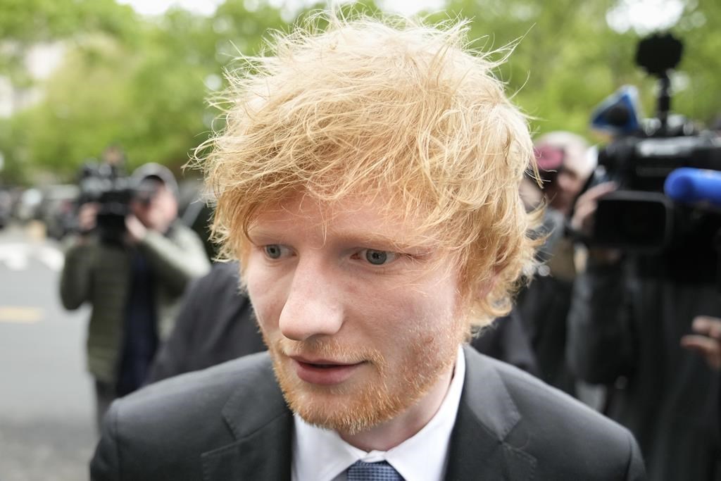 Recording artist Ed Sheeran arrives to New York Federal Court as proceedings continue in his copyright infringement trial, Thursday, May 4, 2023, in New York.