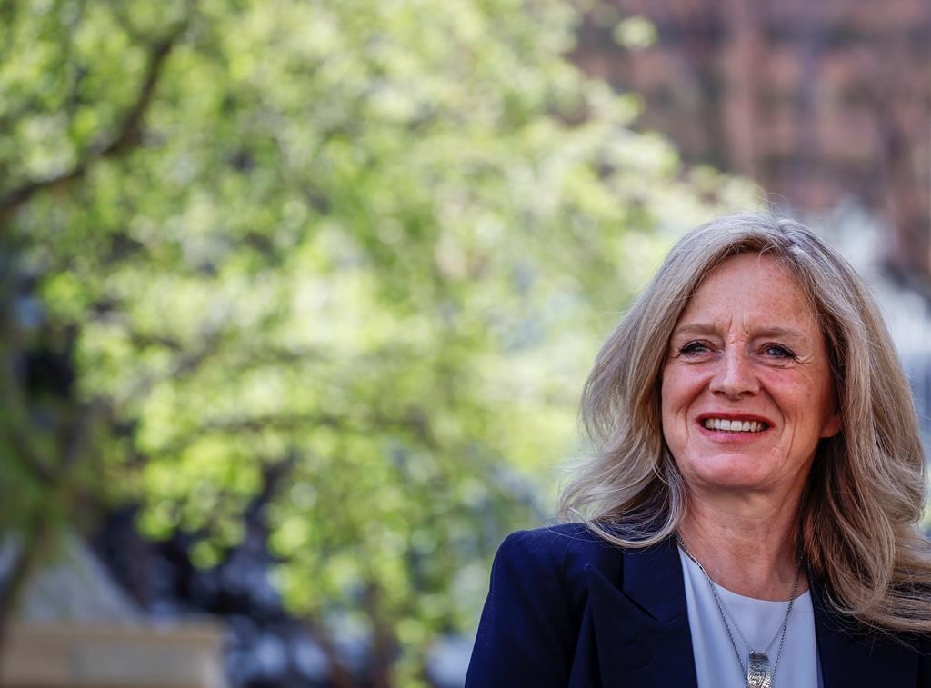 Alberta NDP leader Rachel Notley makes a campaign announcement in Calgary, Alta., on Thursday, May 4, 2023. Albertans go to the polls on May 29.