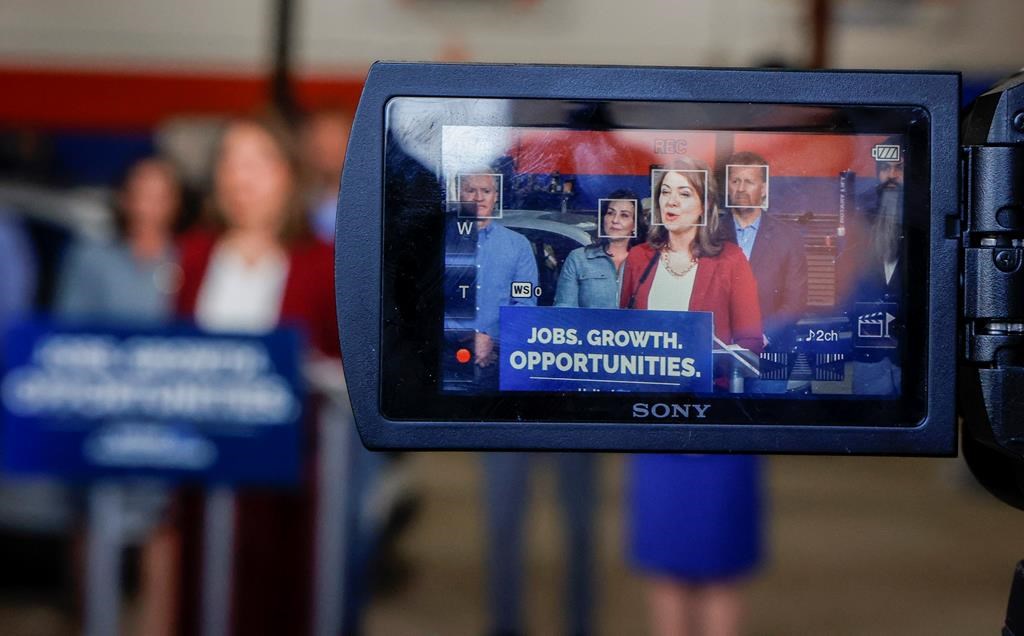 United Conservative Party Leader Danielle Smith makes an election campaign announcement in Calgary, Thursday, May 4, 2023. 