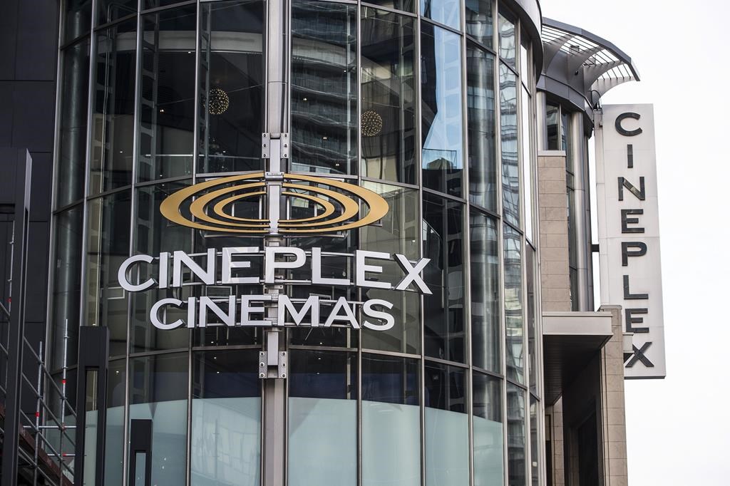 A Cineplex Odeon Theatre is shown in Toronto on December 16, 2019. Cineplex Inc. saw its first-quarter loss narrow compared with a year ago as its revenue increased nearly 50 per cent. THE CANADIAN PRESS/Aaron Vincent Elkaim.