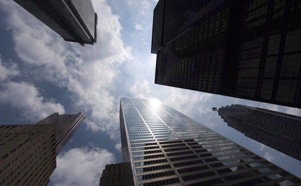 Bank towers are shown from Bay Street in Toronto's financial district, on Wednesday, June 16, 2010. THE CANADIAN PRESS/Adrien Veczan.