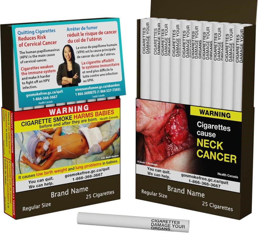 Health Canada has released the final wording of six separate warnings that will be printed directly on individual cigarettes as the country becomes the first in the world to take that step aimed at helping people quit the habit.