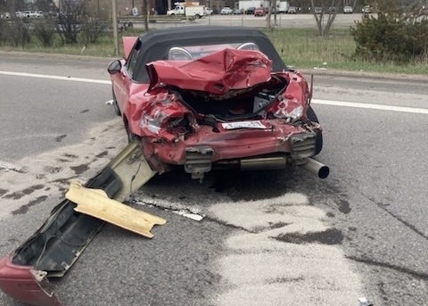Car involved on collision on Hey 400 in Barrie. 