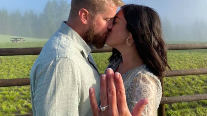 Photo posted to a GoFundMe page showing Aric Hutchinson and Samantha Miller, two newlyweds that were involved in a crash just hours after their wedding in South Carolina.