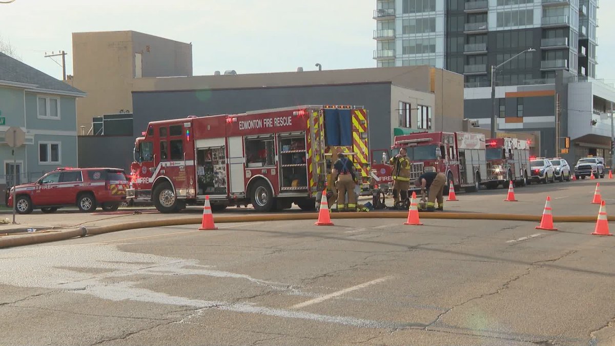 Three people were taken to hospital -- at least one in critical condition -- after firefighters responded to a call at 95 Street and 103 Avenue Monday, May 1, 2023.