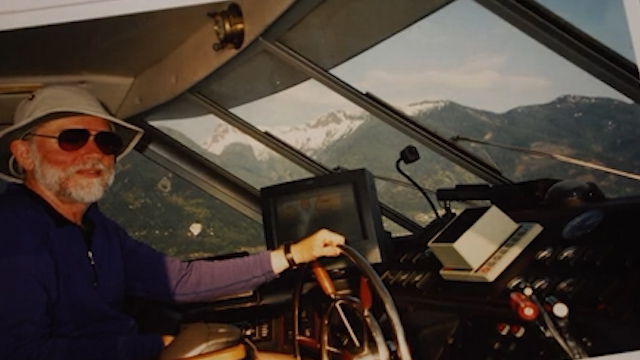Alan on his boat, the "Pirasea"
