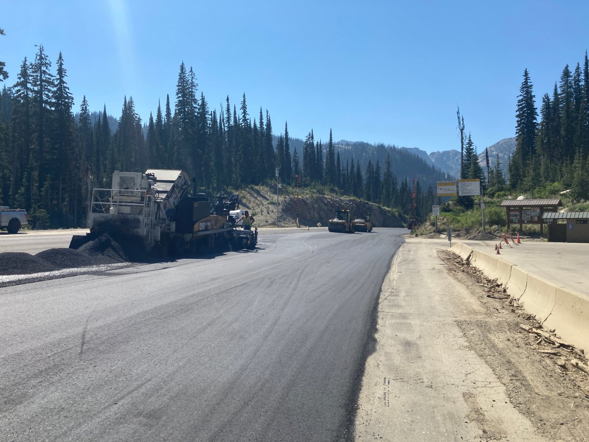 A road being repaved in British Columbia.