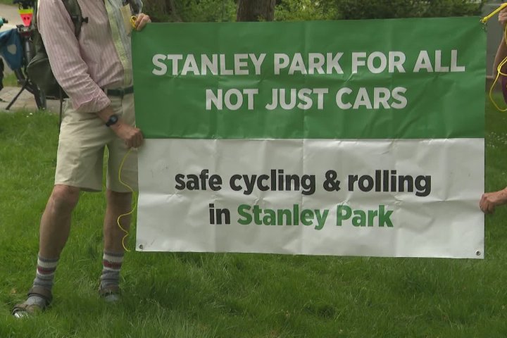 Protesters angry over removal of Stanley Park bike lane