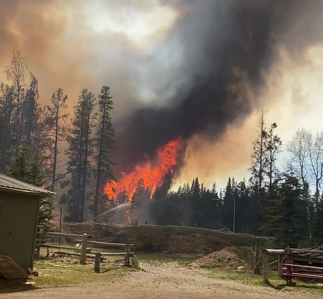A wildfire in Banff National Park on Wednesday, May 3, 2023.