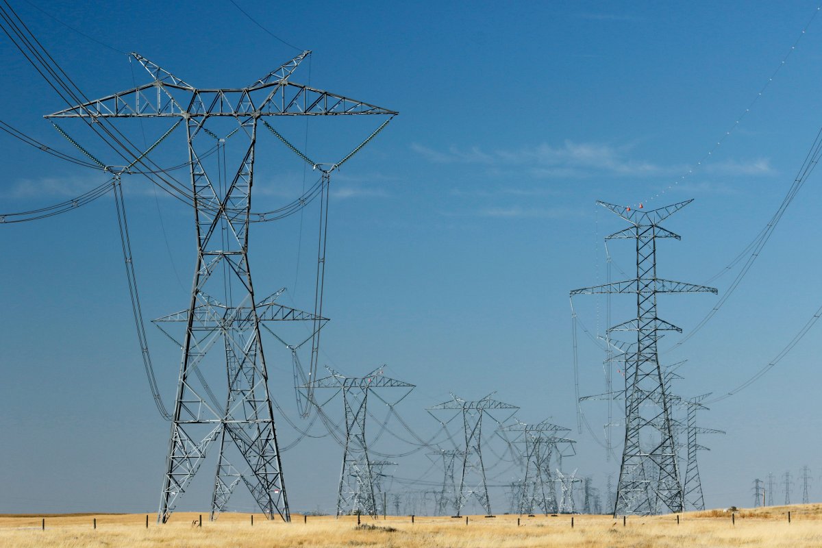 High voltage transmission power lines near Brooks, AB., on Sept. 11, 2020.