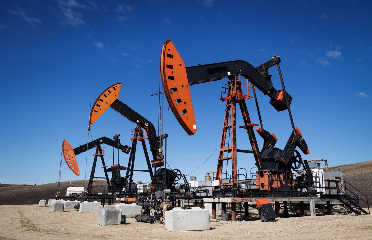Pumpjacks draw out oil and gas from well heads near Calgary, Alta., Friday, April 28, 2023. Canada has the third largest oil reserves in the world and is the world's fourth largest oil producer.